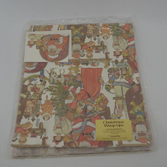 4 Lot Christmas Wraps-Up Santa's Workshop 2 24"x30" Sheets - Picture 16 of 16
